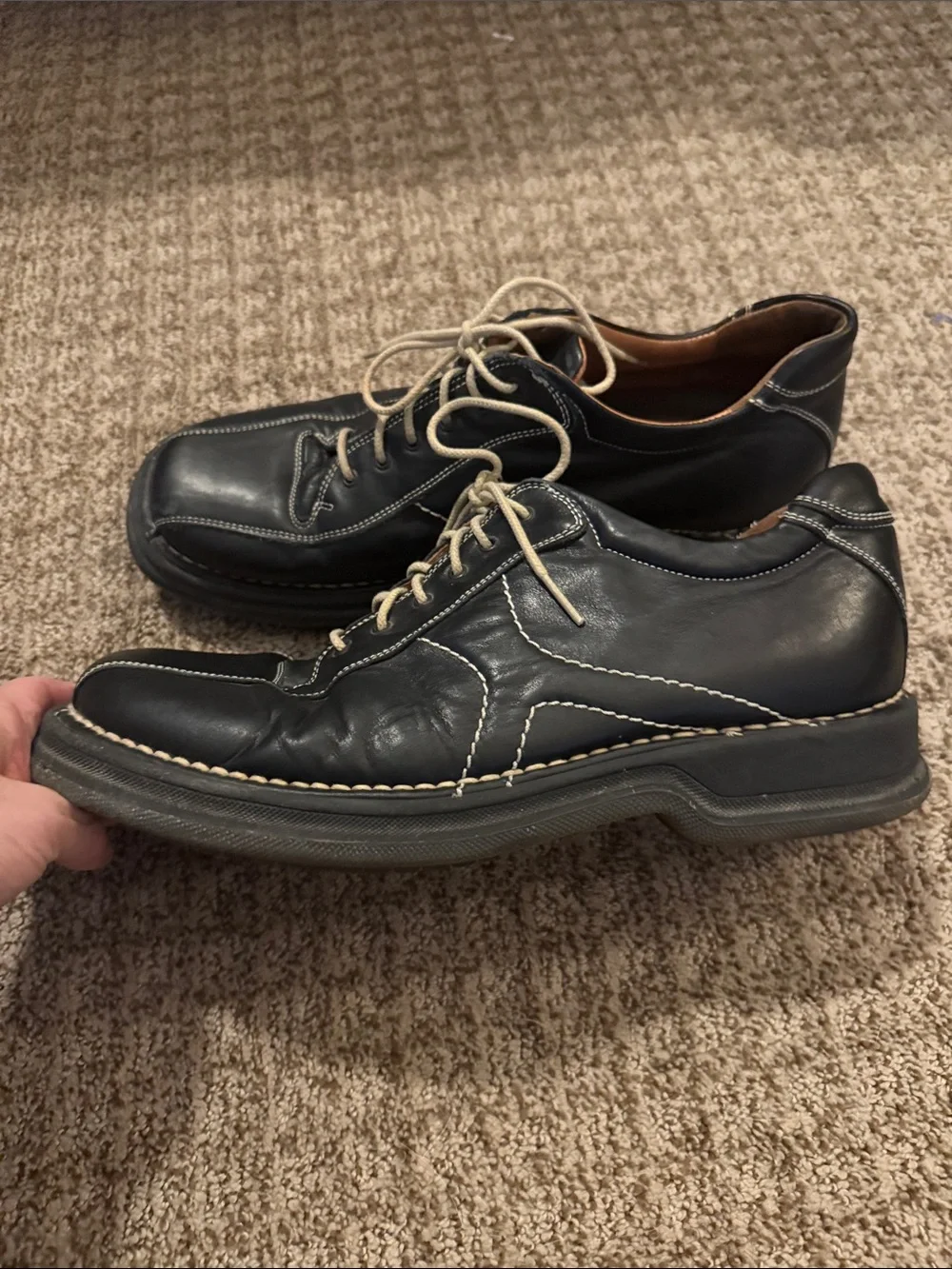 Johnston & Murphy Men's Black Leather Lace-Up Casual Shoes